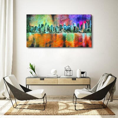 Colorful city skyline landscape Canvas Wall art