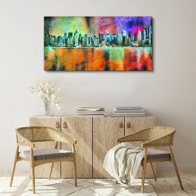 Colorful city skyline landscape Canvas Wall art
