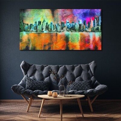 Colorful city skyline landscape Canvas Wall art