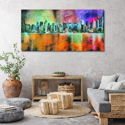 Colorful city skyline landscape Canvas Wall art