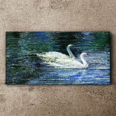 Calm water with swans Canvas Wall art
