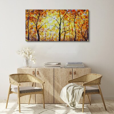 Golden autumn in the forest Canvas Wall art