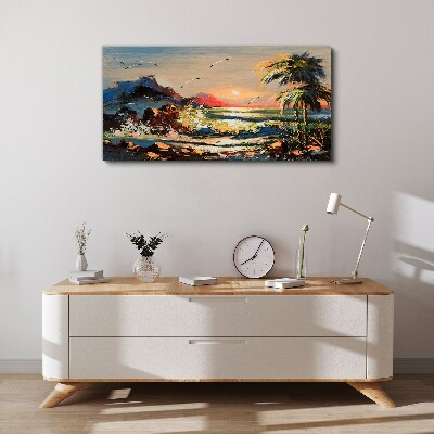 Coast sunset Canvas Wall art