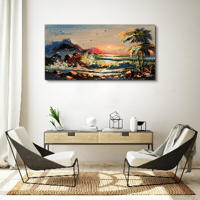 Coast sunset Canvas Wall art