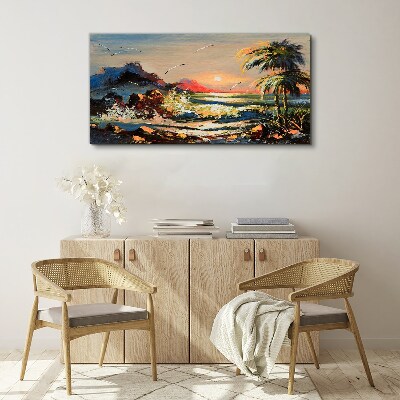 Coast sunset Canvas Wall art