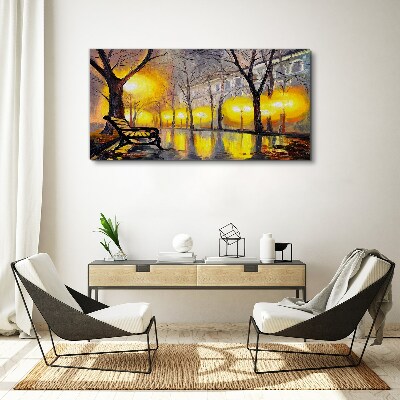 Golden lights in the park Canvas Wall art