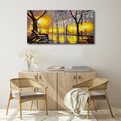 Golden lights in the park Canvas Wall art