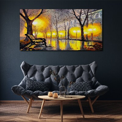 Golden lights in the park Canvas Wall art