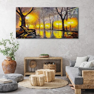 Golden lights in the park Canvas Wall art