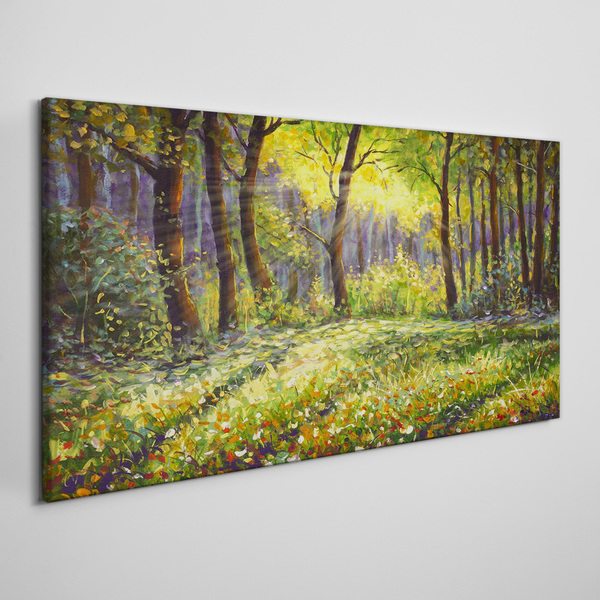 Golden light in the forest grove Canvas Wall art