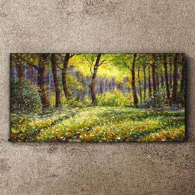 Golden light in the forest grove Canvas Wall art