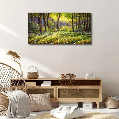 Golden light in the forest grove Canvas Wall art
