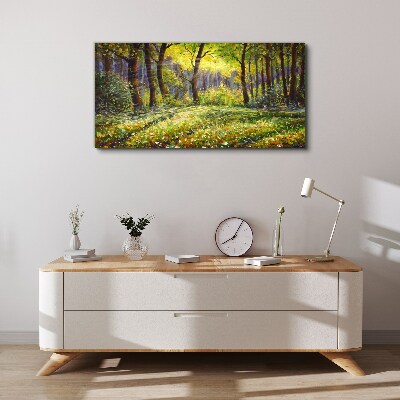 Golden light in the forest grove Canvas Wall art
