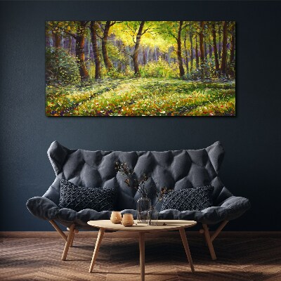 Golden light in the forest grove Canvas Wall art
