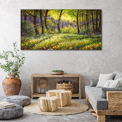 Golden light in the forest grove Canvas Wall art