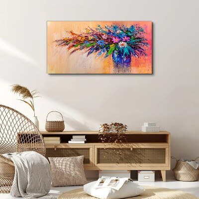 Colorful Flowers in a Vase Canvas Wall art
