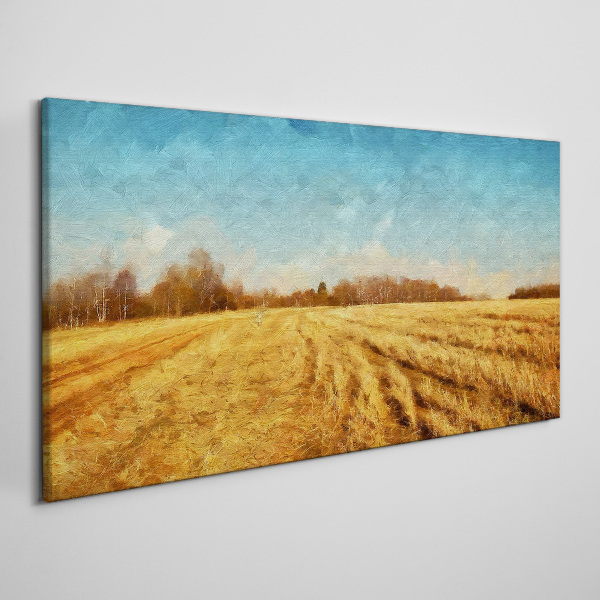 Golden fields under blue sky Canvas Wall art