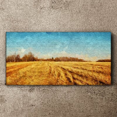 Golden fields under blue sky Canvas Wall art