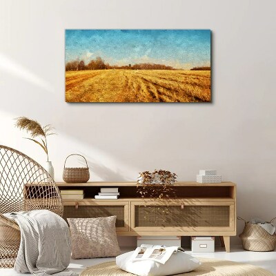 Golden fields under blue sky Canvas Wall art