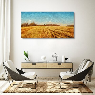 Golden fields under blue sky Canvas Wall art