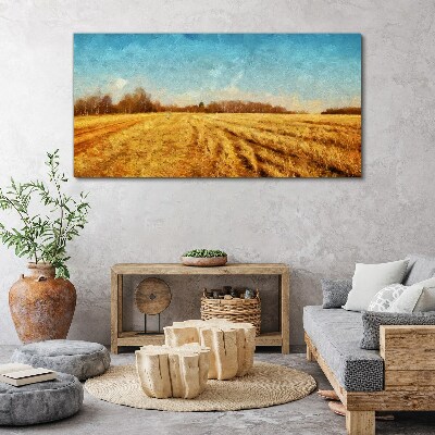 Golden fields under blue sky Canvas Wall art
