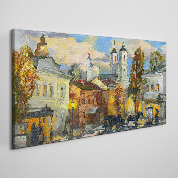 A charming street in autumn scenery Canvas Wall art