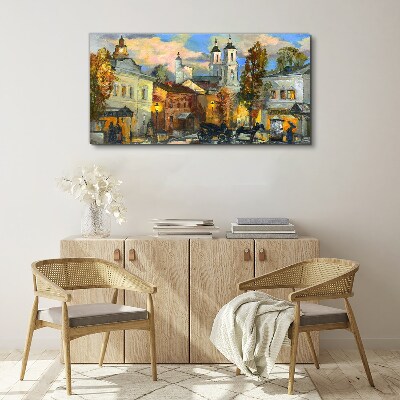 A charming street in autumn scenery Canvas Wall art