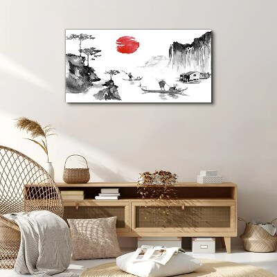 Peaceful landscape with sunset Canvas Wall art