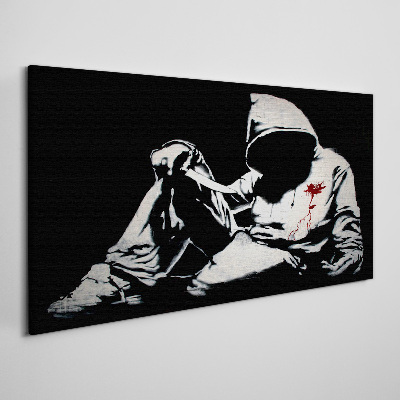 Banksy knife black and white Canvas print