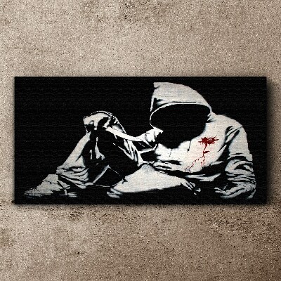 Man with a knife Banksy Canvas print