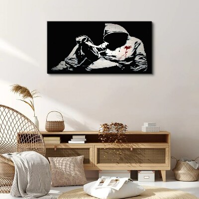 Man with a knife Banksy Canvas print