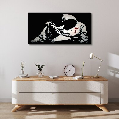 Man with a knife Banksy Canvas print