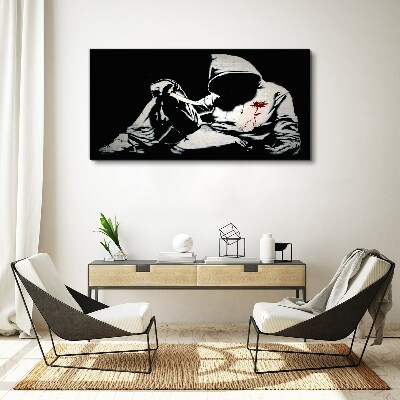 Man with a knife Banksy Canvas print