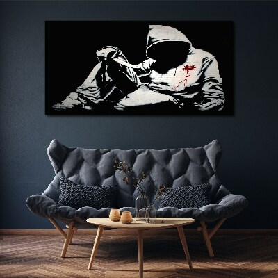 Banksy knife black and white Canvas print