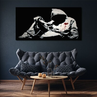 Man with a knife Banksy Canvas print