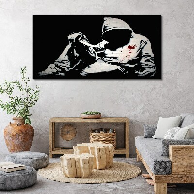 Man with a knife Banksy Canvas print