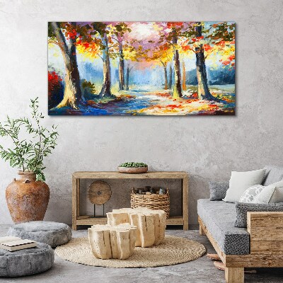 Forest leaves nature path Canvas Wall art