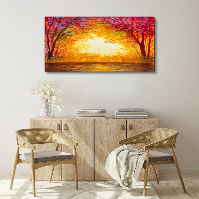 Water autumn sunset Canvas Wall art