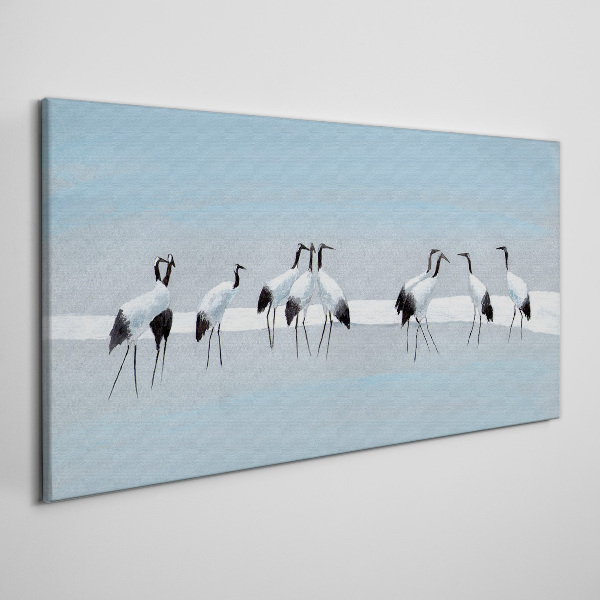 Flocks of cranes on a blue background Canvas Wall art