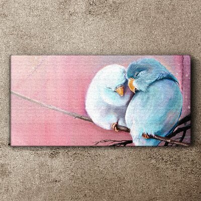 Cute parrots on a branch Canvas Wall art