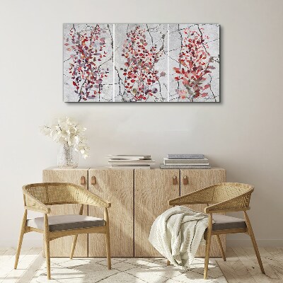Autumn leaves on a marble background Canvas Wall art