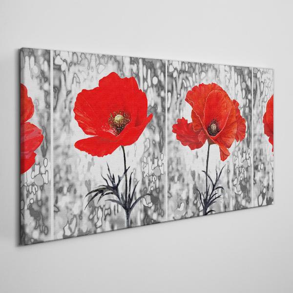 Red poppies on a glass background Canvas Wall art