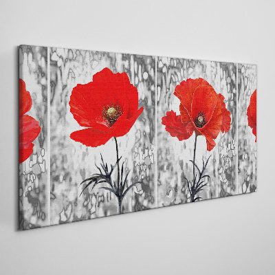 Red poppies on a glass background Canvas Wall art