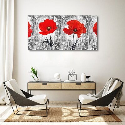 Red poppies on a glass background Canvas Wall art