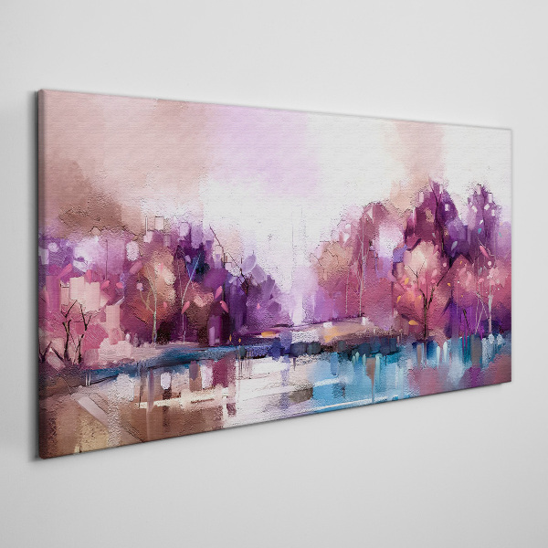 Pink reflections in a winter landscape Canvas Wall art
