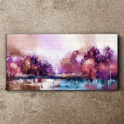 Pink reflections in a winter landscape Canvas Wall art