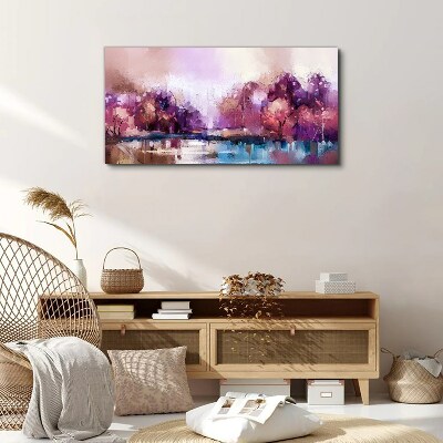 Pink reflections in a winter landscape Canvas Wall art