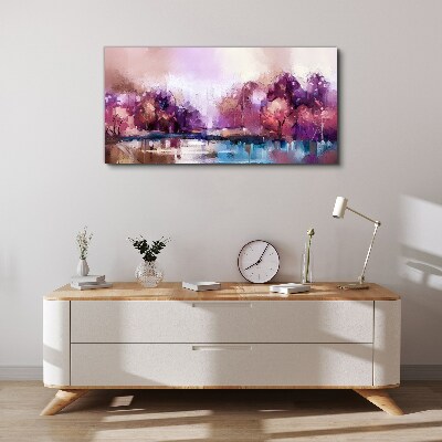 Pink reflections in a winter landscape Canvas Wall art