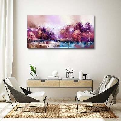 Pink reflections in a winter landscape Canvas Wall art