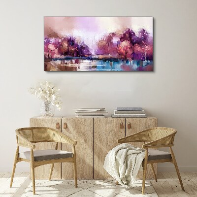 Pink reflections in a winter landscape Canvas Wall art